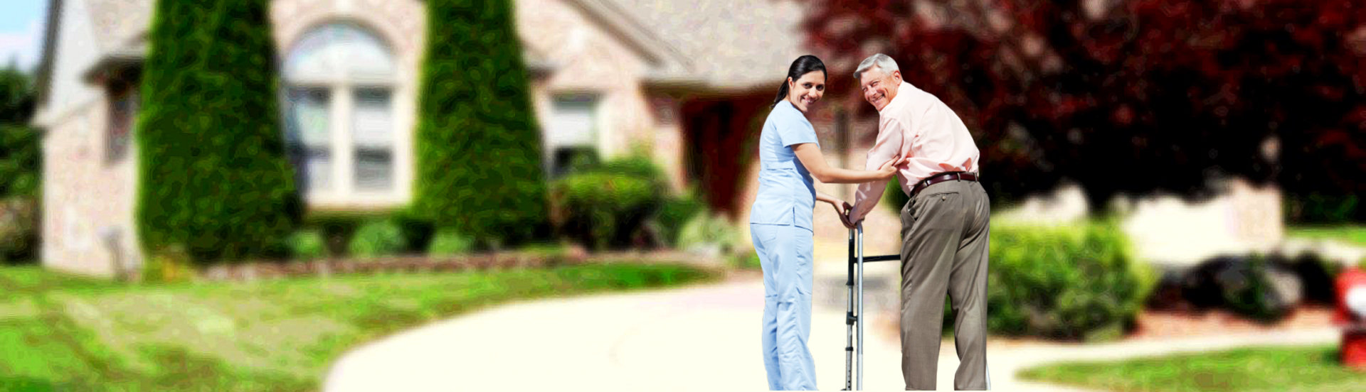 caregiver helping senior man